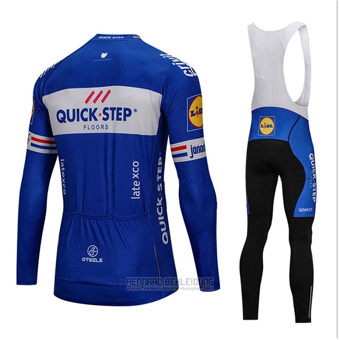 2018 Fahrradbekleidung UCI Weltmeister Quick Step Floors Blau Trikot Langarm und Tragerhose